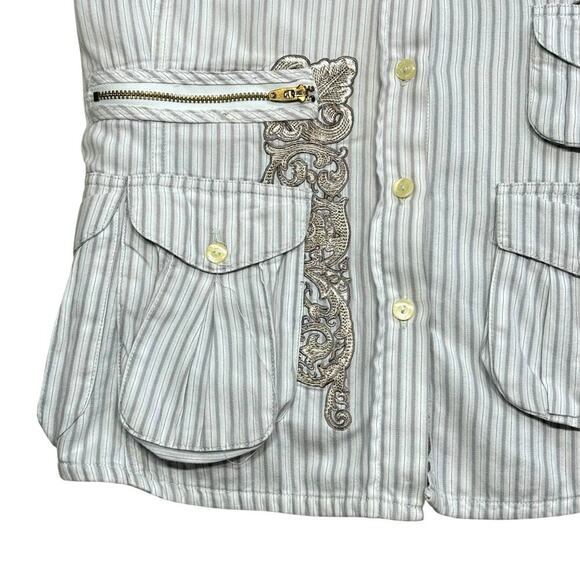 3J Workshop Johnny Was Button Front Embroidered Cargo Pocket Shirt Small - Picture 8 of 13